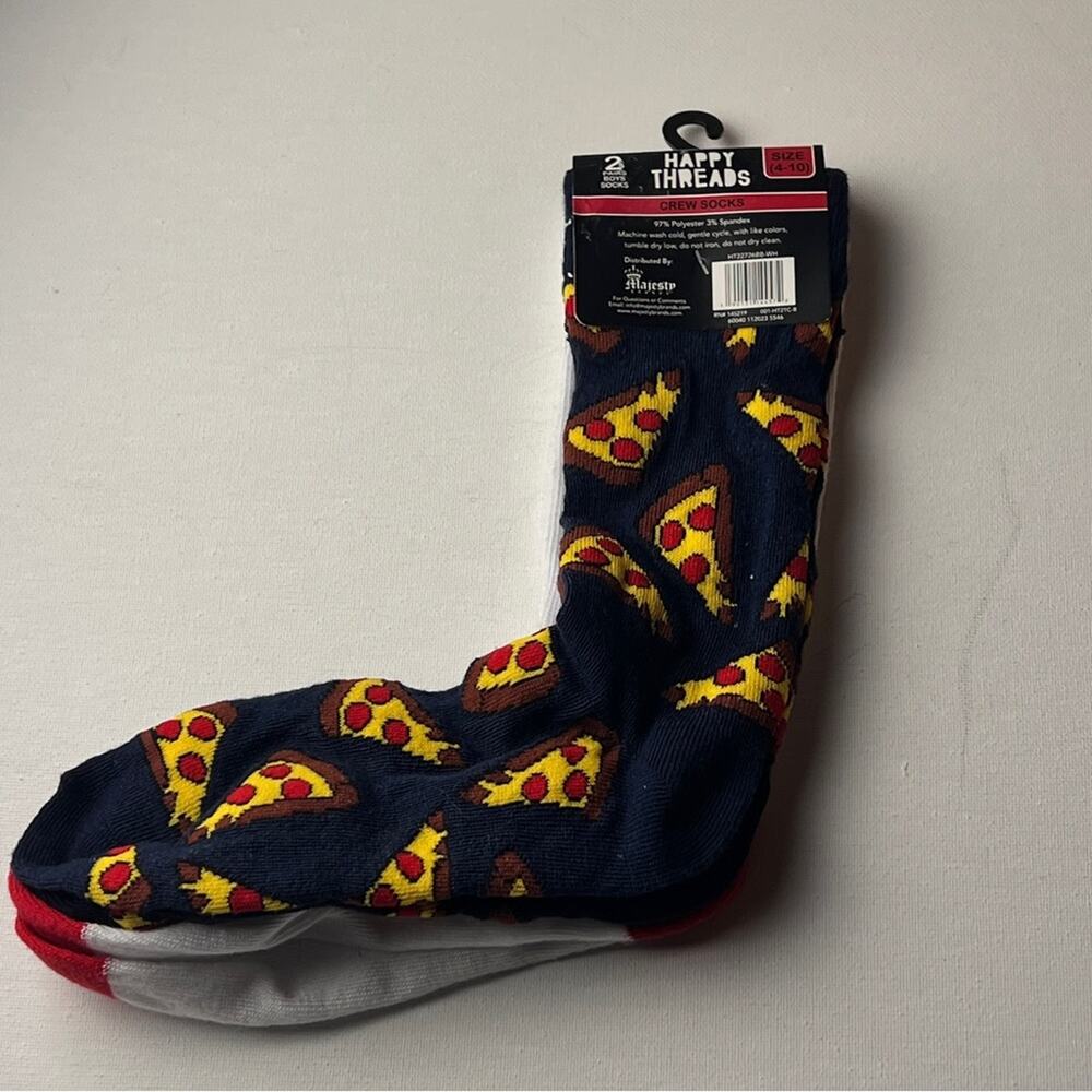Happy Threads Crew Style Burger and Pizza Graphic Style Socks  Sz 4-10  NWT